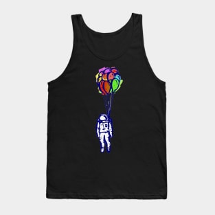 The blue Astronaut and the colourful Balloons Tank Top